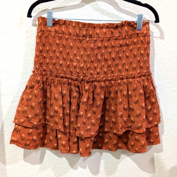 Madewell Smocked Waist Boho Cotton Mini Skirt - Picture 1 of 5